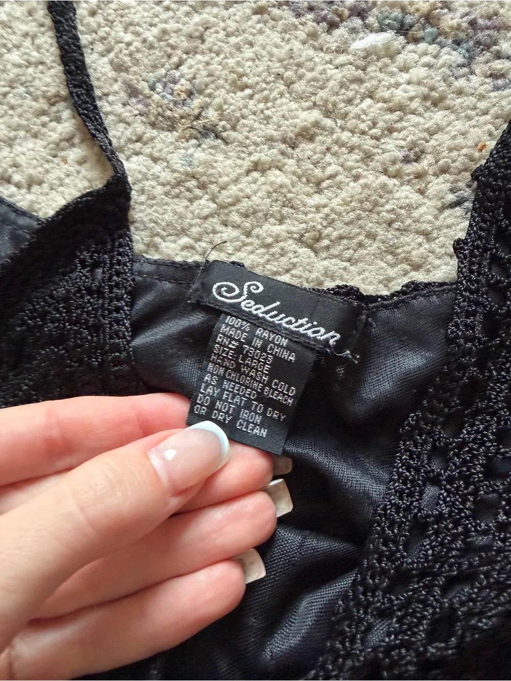 Y2K Seductions Crochet Rayon Black Tank - Picture 4 of 5